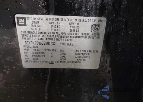 2012 Cadillac Srx Premium Collection z USA, uszkodzony, nr VIN 3GYFNFE36CS507932